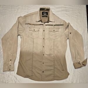 RealTree Austin Season Long Sleeve Khaki Camo Button Shirt Mens XL Ombre Pockets